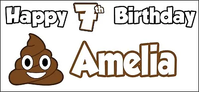 Emoji Poo Themed Personalised 7th Birthday Banner X2 Party Decorations ANY NAME • £7.95