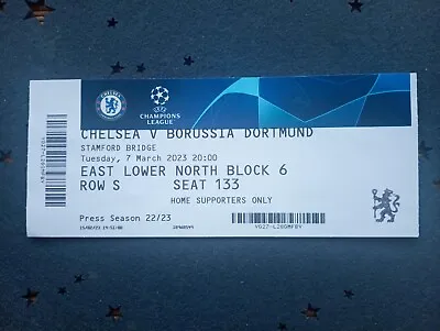 Chelsea - Borussia Dortmund - 07.03.2023 - UEFA Champions League - Ticket • £6