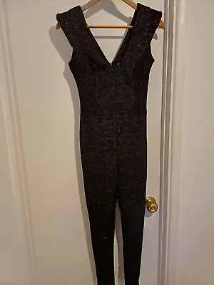 Miss Selfridge Black Sparkly Jumpsuit  Size 8 Party Evening  • £5