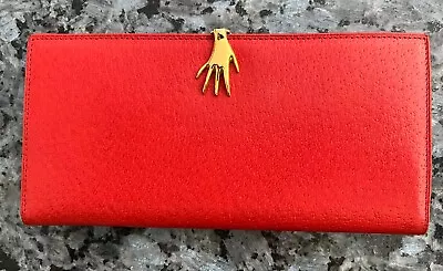 Red Vintage Gucci Checkbook Wallet Hand Clasp With Box 3.75  X 7  • $150