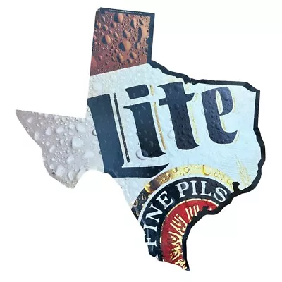 Vintage Miller Lite BEER Sign Tin TEXAS Brewery 24” X 24” • $145