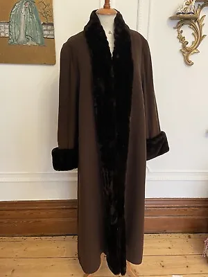 Fabulous Full Length Brown Cashmere/Wool Mix Coat By Mansfield Size 14 • £68