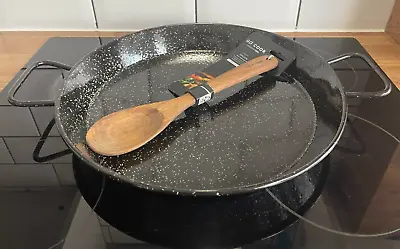 Garcima La Ideal Enamelled Steel Paella Pan AND WOODEN SPOON AS A GIFT • £20