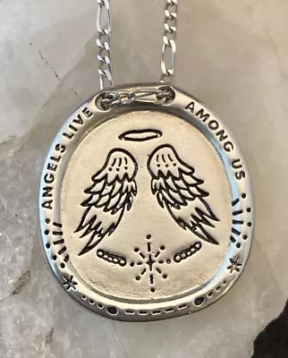 R + B Angel Wings Sterling Silver 925 Pendant 16-18'' Figaro Chain Necklace 6.7g • $34.78