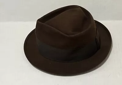 Vintage Stetson Royal Brown Fedora Hat Size 7  1/8 Playboy Style Chicago • $24.95