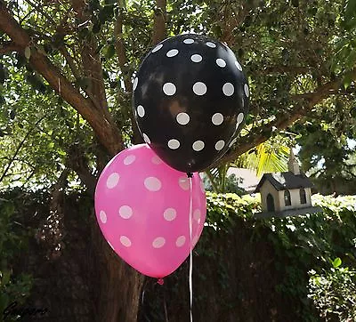 12 Black Pink Polka Dot Latex Balloons LADYBUG MINNIE MICKEY Party Supply Decor • $4.99