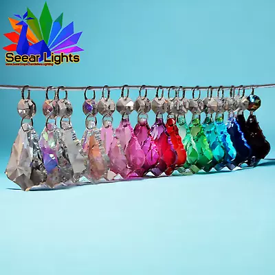 6 Or 12 Leaf Prism Chandelier Droplets Glass Crystals Drops Vintage Colour Beads • £19.99
