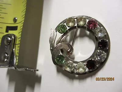  Van Dell Brooch Sterling Silver  Multicolor Rhinestone Floral Accent - 7g W/st • $9.99