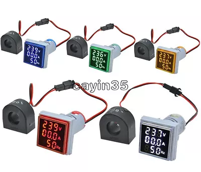 AC0-100A 60-500V 3 In 1 LED Digital Voltmeter Ammeter Hertz Meter Indicator 22mm • £4.36