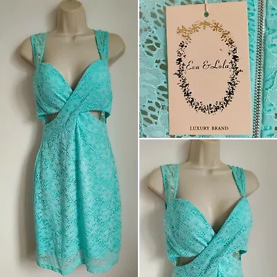 £9 • Buy EVA & LOLA Green Crossover Cutout Bandage Style Bodycon Dress BNWT Small
