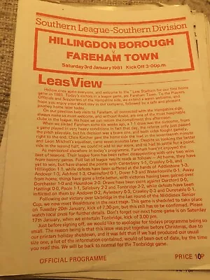 Hillingdon Borough V Fareham Town 1980/81 SL • £2.49