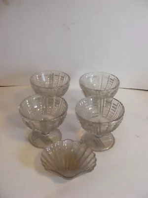 Original Vintage 1960s Glass Ice Cream Sundae Dishes + Shell Shaped Dish • £3.99