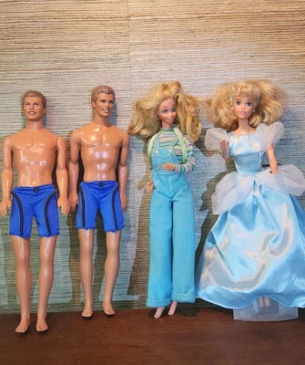$10 • Buy Vintage 1991 Disney Mattel Cinderella Princess #1624 - 2 Ken Dolls & Barbie LOT