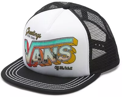 Vans Off The Wall Women's Lawn Party Trucker Hat Cap In Black/White • £24.09