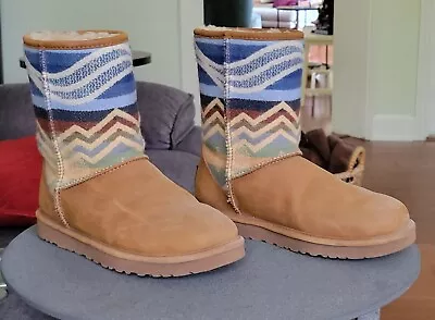 UGG Boots Womens Size 8 Brown Suede  Aztec  Style Pattern • $69