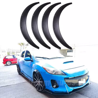 Black 3.5  Fender Flares Extra Wide Body Kit Wheel Arches For Mazda 3 Mazdaspeed • $69.23