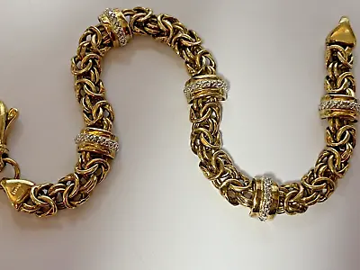 Vintage Byzantine Tarnished Silver Or Vermeil Bracelet With Diamond Chips-ITALY • $29.95