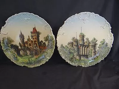 Pair Of Fine Villeroy & Boch #167 Mettlach Plaques 13 1/4  W Castles • $124