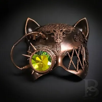 Gatto Cat Steampunk Goggle Mask Copper M39572 • $22.95