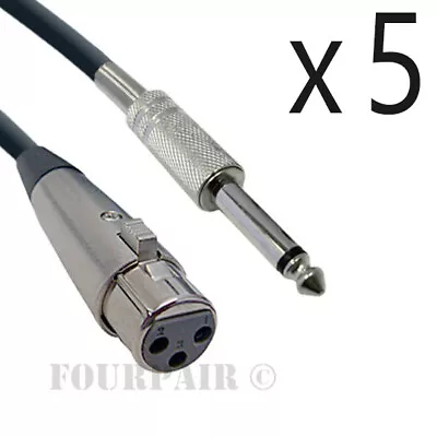 5 Pack Lot - 25ft XLR 3-Pin Female To 1/4  Mono Shielded Microphone Mic Cable • $24.95