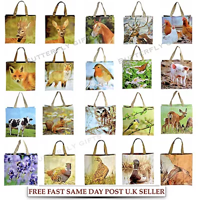 £6.95 • Buy Large Reusable Shopping Bags Womens Ladies Animal Bird Travel Tote Shoulder Bag