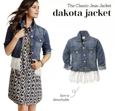 CAbi Women’s Dakota Denim Jean Jacket Removable Lace Trim NWOT 5297 Sz Medium • $24