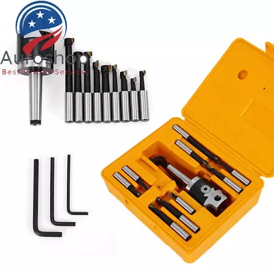 9pcs MT2-M10 F1-12 Boring Head  1/2  Carbide Boring Bar Full Set Milling NEW • $63.17