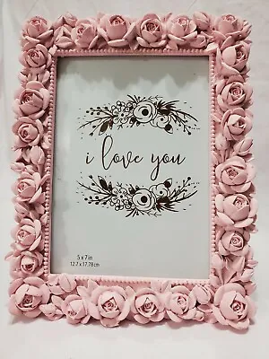 7  X 5  Picture Frame Ceramic 3D Pink  Rose🌹🥀 Vintage Looking  • $14.99