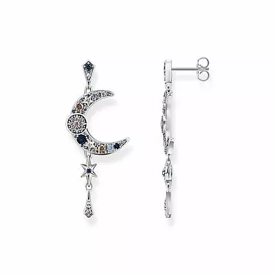 Genuine THOMAS SABO Earrings Royalty Moon Colourful Stones - Silver • $224.50