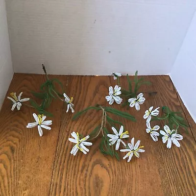 Vintage French Seed Beaded White Flower Boquets • $35