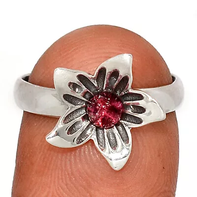 Flower - Natural Garnet 925 Sterling Silver Ring Jewelry S.8 CR33715 • $11.99