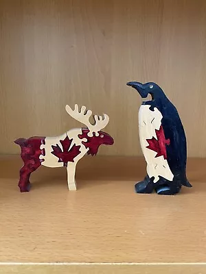 Canada Moose Penguin Puzzle Figurines Hand Made • $3.99