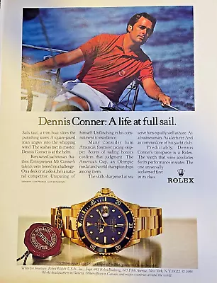 1985 Magazine Advertisement Rolex Watches Yachtsman Dennis Conner • $12.99