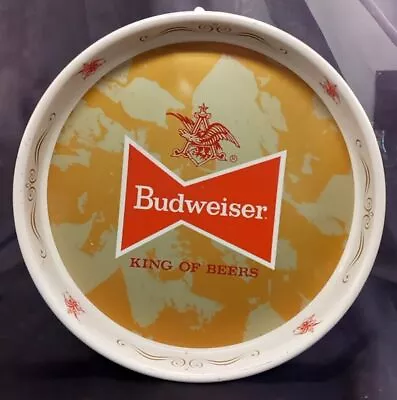 Vintage 1972  Metal Budweiser King Of Beer Round Serving Tray 13  Diameter • $4