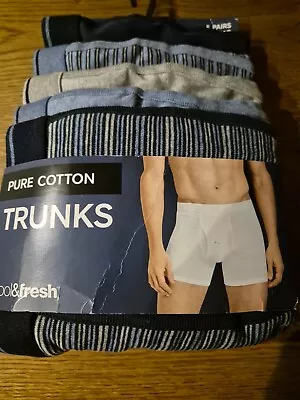 Marks & Spencer 5 Pack Mens Pure Cotton  Trunks Cool & Fresh Size Large New • £19.99