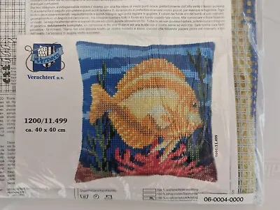 Verachtert Stamped Cross Stitch Pillow Kit Yellow Fish New Unopened  • $30