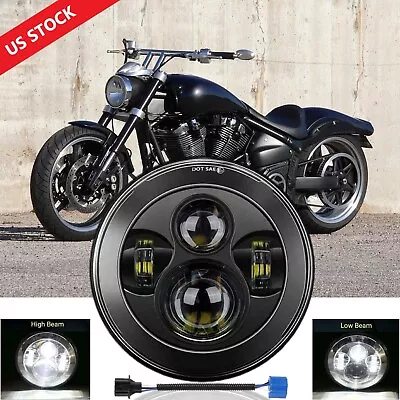 7  Inch LED Headlight Hi/Lo Beam Projector For 1999-2013 Yamaha Road Star S • $26.98