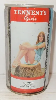 £12 • Buy Vintage 1970's Tennent's Lager Girl VICKY Just Waiting Beer Can SCOTLAND (33cl)