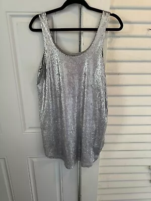 Zara Collection Silver Sequin Sleeveless Shirt Dress Size Medium • $13