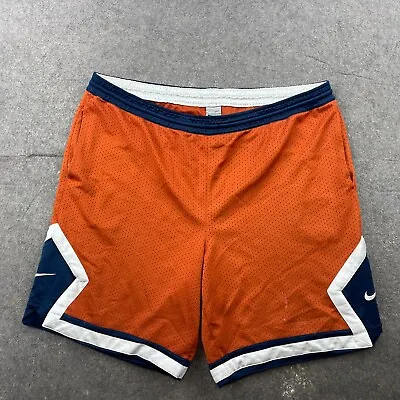 Vintage Nike Shorts Men 2XL Orange Blue  Workout Gym Basketball Mesh 10  Inseam • $18.98