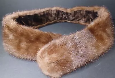 Vintage Mink Caramel Light Brown Scarf Collar Stole Pelt Fur Clip 38  • $24.25