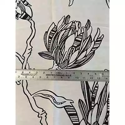 Mod Retro Black & White Floral Botanical Reversible Fabric Sample Stark 25 X35  • $14.95