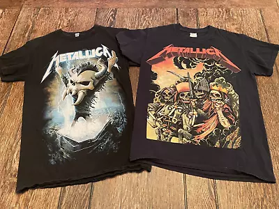 2 (lot) METALLICA Men's S Small Black Tour Concert Shirts Thrash Metal Megadeth  • $25