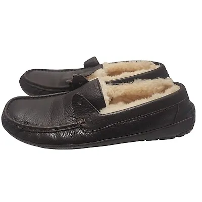UGG Byron 5161 Mens 10 Moccasin Driving Loafer Slippers Brown Leather Sheepskin • $38