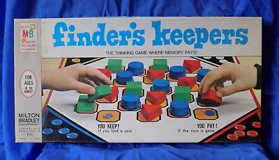 FINDER'S KEEPERS Board Game The Thinking & Memory Game Milton Bradley VTG 1969 • $15.98