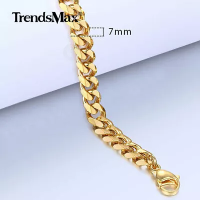 7mm 7-11  Gold Plated Curb Link Anklet Bracelet Mens Womens Chain Jewelry Gift • $9.99