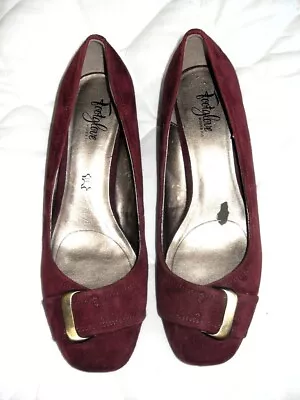 M&S  Footglove  Burgundy Suede Shoes Size 7.5 Wider Fit BNWOB • £9