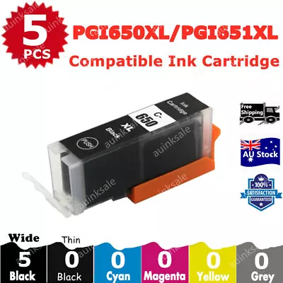 5x Compatible Ink PGI650 XL Black For Canon PIXMA MG5660 MG6660 MG6330 IP8760 • $8