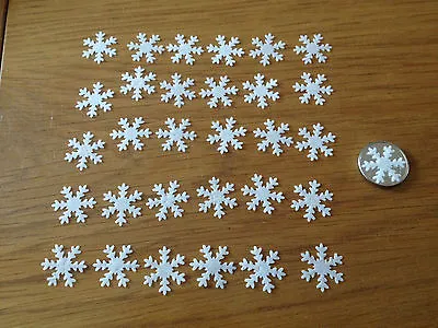 50 White Christmas Or Frozen Edible Snowflakes Cupcake Cake Topper Sprinkles • £2.09
