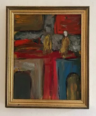 Original Mid Century Modernist Abstract Style Figurative Oil On Board Painting • £0.99